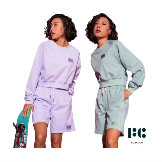 【FIZZCOCO】現貨10 廓形中褲 女寬鬆慵懶風高腰顯瘦中長運動褲(共2色 淺薄荷綠/魯冰花紫)
