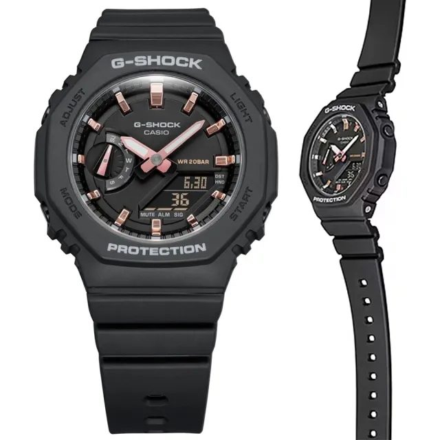 【CASIO 卡西歐】G-SHOCK WOMEN 八角防護構造雙顯錶 禮物 開學(GMA-S2100-1A/速)