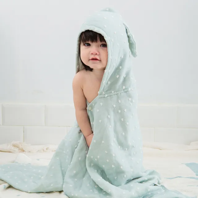 【Gift DollBao】いまばり日本今治毛巾系列-連帽浴巾60x120cm(經典泡泡_雙面寶寶紗布巾)