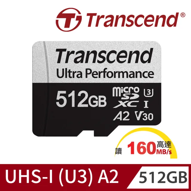 【Transcend 創見】USD340S microSDXC UHS-I U3 V30/A2 512GB 記憶卡(TS512GUSD340S附轉卡)