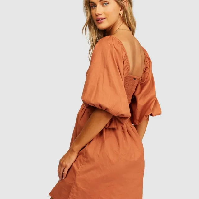 【BILLABONG】BILLABONG PARADISE DAYS 短洋裝 復古橘 休閒(6513489B50)