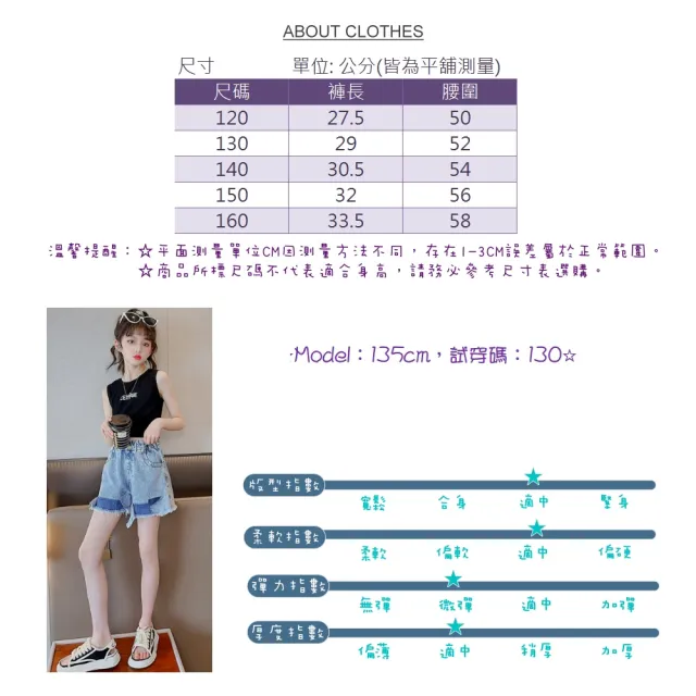 【UniKids】現貨 中大童牛仔短褲 潮酷割破設計感 女大童 CV171款(淺藍)