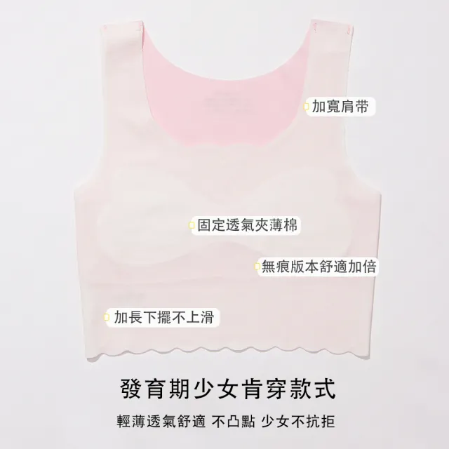 【YOIIE 良の居家】加長版 寬肩莫代爾冰絲親膚透氣 學生內衣少女內衣成長內衣(小學生一階段 加長背心版)