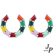 【Jpqueen】七彩糖果滴油馬蹄圈圈耳環(彩色)