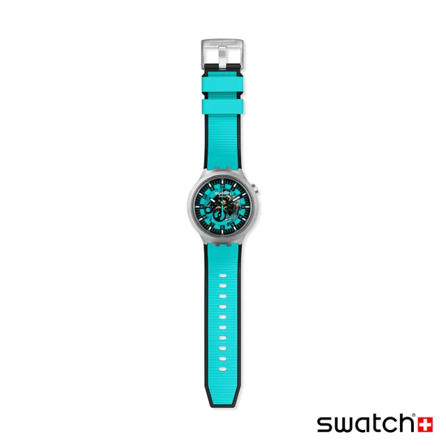 【SWATCH】金屬BIG BOLD系列手錶 MINT TRIM 薄荷綠 男錶 女錶 手錶 瑞士錶 錶(47mm)