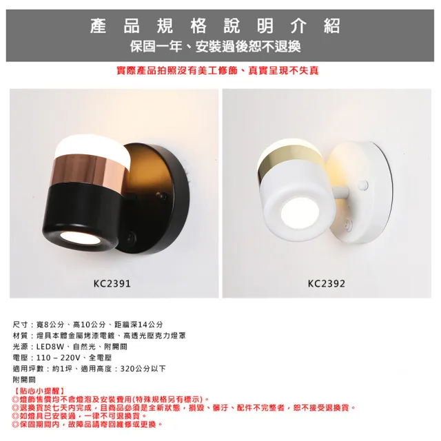 【Honey Comb】北歐風LED8W壁燈(KC2391．KC2392)