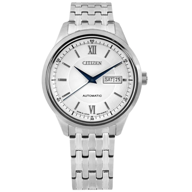 【CITIZEN 星辰】機械錶 自動上鍊 星期日期 藍寶石水晶玻璃 不鏽鋼手錶 白色 40mm(NY4050-54A)