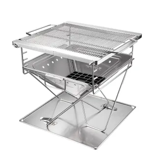 【Campingmoon 柯曼】加厚不鏽鋼焚火台 MT-045(加厚 燒烤爐 MT045 附收納袋 烤肉架 露營 逐露天下)