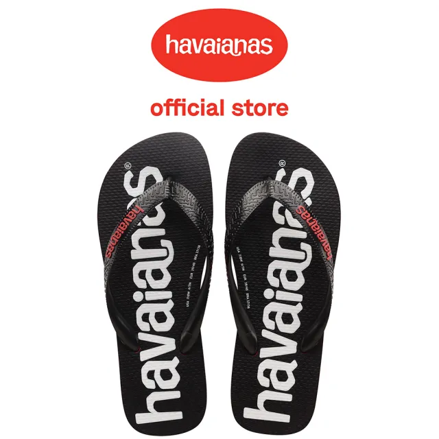 【havaianas 哈瓦仕】拖鞋 男鞋 女鞋 夾腳拖 大LOGO Top Logomania 2 黑白 4145741-2090U(哈瓦士)