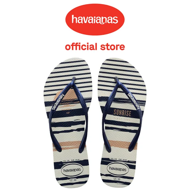 【havaianas 哈瓦仕】拖鞋 女鞋 夾腳拖 航海 地圖 Slim Nautical 白色 4137125-5035W(哈瓦士)