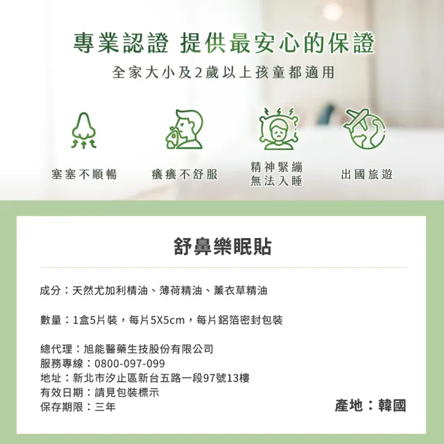 【SHINER 旭能】冬日必備-舒鼻樂眠貼x2盒(舒壓/放鬆/呼吸順暢 5片/盒)