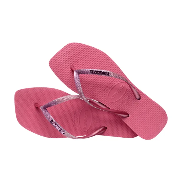 【havaianas 哈瓦仕】拖鞋 女鞋 夾腳拖 方形 漸層 Slim Square Glitter 桃紅 4148102-1750W(哈瓦士)