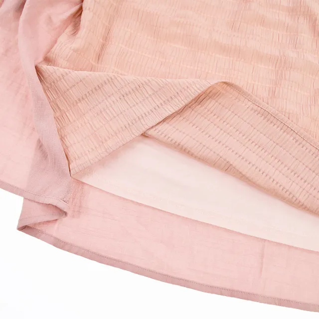 【ILEY 伊蕾】淑女紋理質感縲縈假兩件式上衣(粉色；M-2L；1221071523)