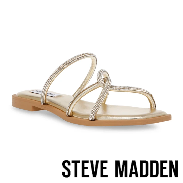 steve madden ATTAGIRL-R 繞結細帶平底涼拖鞋(金色)