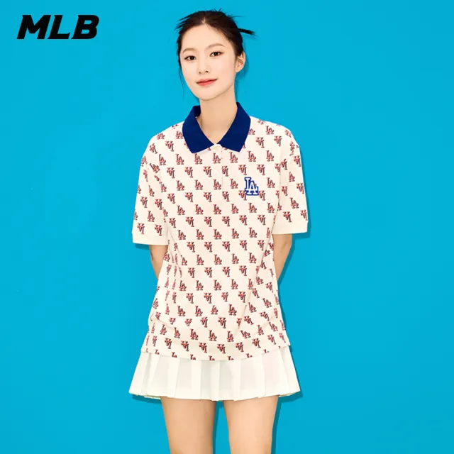 【MLB】女版短袖Polo衫 MONOGRAM系列 洛杉磯道奇隊(3FPQM0233-07CRS)