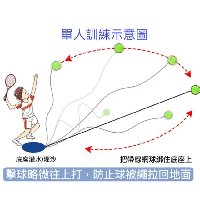 【拓生活】成人自動回彈網球訓練器 成人網球拍(單人網球 自動回彈)