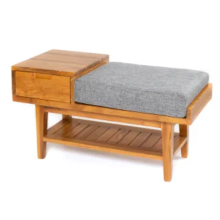 【祈樂森活】日安柚木穿鞋椅(穿鞋椅/玄關椅/收納椅/鞋椅/換鞋椅/長椅凳)