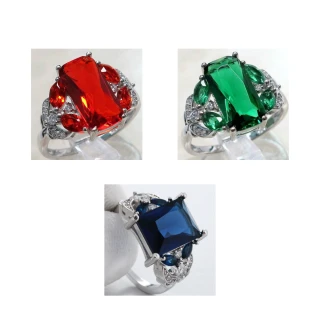 【Jpqueen】經典紅寶石藍寶石綠寶石男女戒指(3色可選)