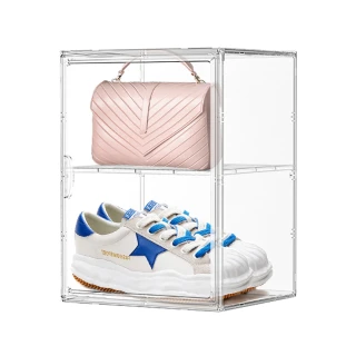 【HaRu日春生活】超大透明收納盒-雙層2入(包包收納 展示盒 鞋盒 鞋櫃 公仔盒 植物溫室箱)