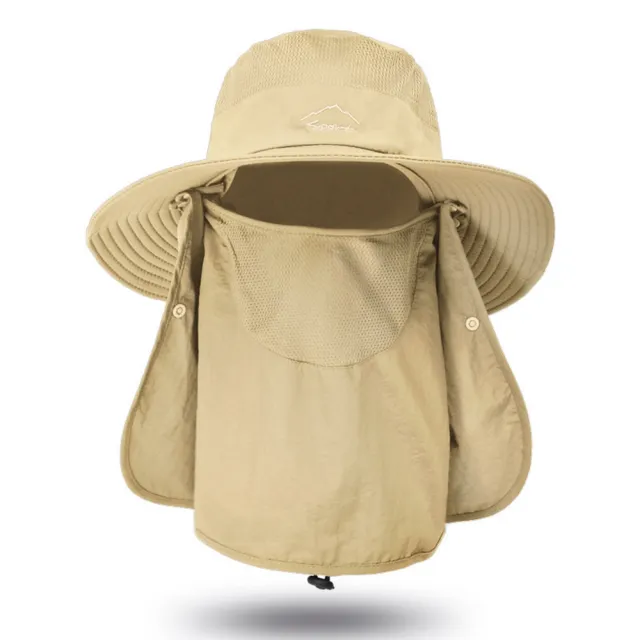 【I.Dear】戶外男女機能3WAY防潑水遮陽漁夫帽可拆圍脖面罩(9色/護頸/釣魚帽)