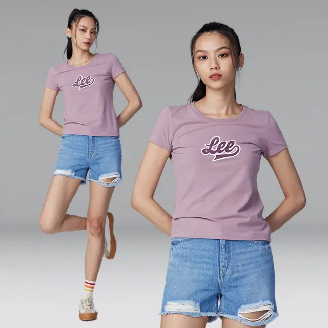 【Lee】出清品-女裝 短袖T恤 / 胸前草寫 大LOGO印花 共4色 標準版型(LL230014)