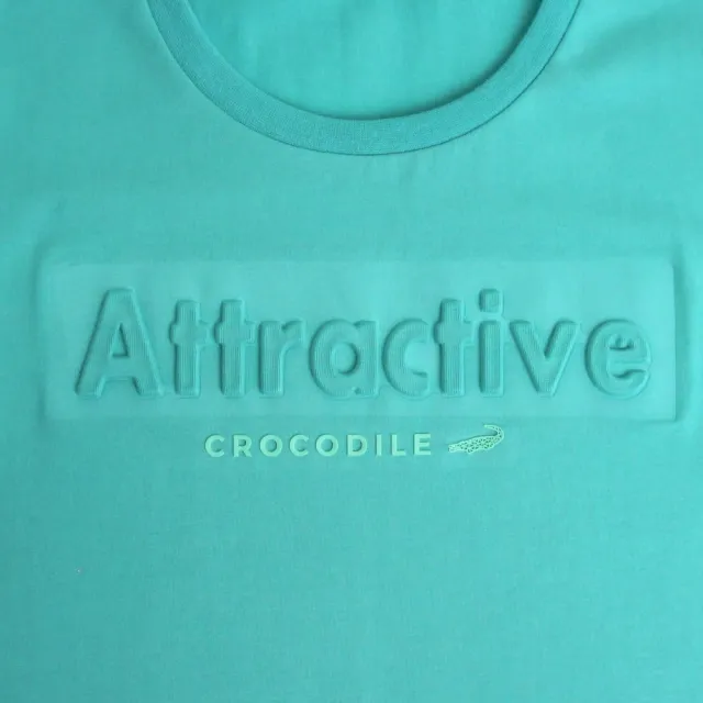 【Crocodile Junior 小鱷魚童裝】『小鱷魚童裝』立體鋼印文字T恤(產品編號 : C63403 -湖綠-小碼款)