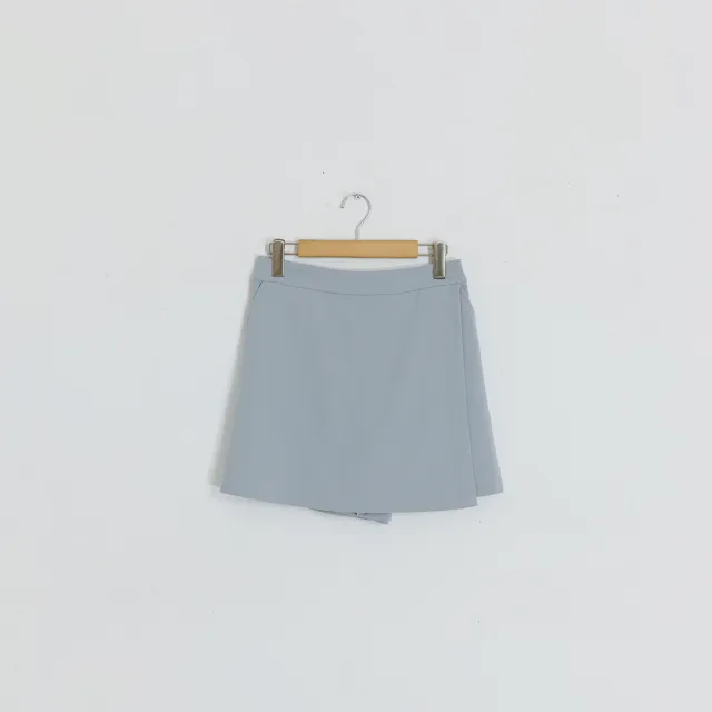 【CUMAR】一片式修身短褲裙(藍 灰)