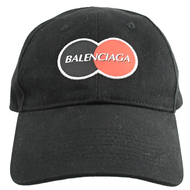 【Balenciaga 巴黎世家】簡約經典電繡LOGO織布個性鴨舌帽棒球帽(黑)