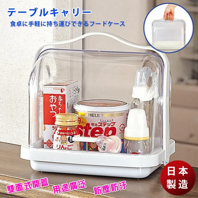 【inomata】日本製 透明掀蓋攜帶式食品盒手提保鮮收納盒(掀蓋可攜帶式收納盒)