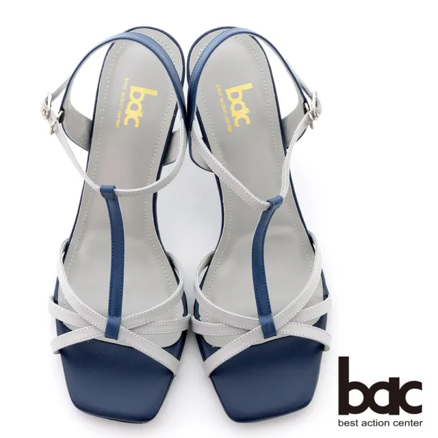 【bac】復古配色線條高跟涼鞋(灰色)