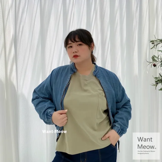 【Want-Meow】100公斤可穿/日系牛仔棒球外套(大碼/大尺碼/加大碼/牛仔外套/百搭外套)