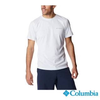 【Columbia 哥倫比亞 官方旗艦】男款-UPF30涼感快排短袖上衣-白色(UAE60840WT / 2023春夏品)