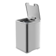 【美國 NINESTARS】鈦銀色輕奢不銹鋼感應式垃圾桶10L+ 智能法式純白感應垃圾桶7L(紅外線感應/防潑水)