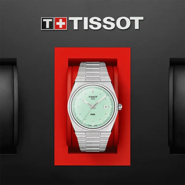【TISSOT 天梭 官方授權】PRX系列 復古風酒桶型紳士石英錶-40mm 母親節 禮物(T1374101109101)