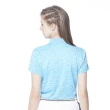 【Lynx Golf】女款吸溼排汗機能羅紋領設計滿版水波圖樣印花短袖POLO衫(淺藍色)