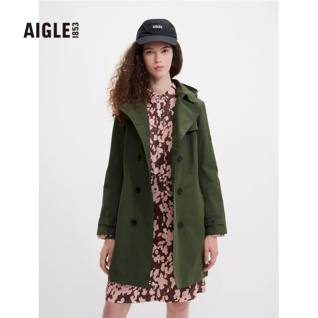 【AIGLE】防水透氣風衣AG-2A202A246 常春藤綠(女風衣 防水外套 Goretex)