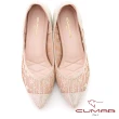 【CUMAR】鏤空鑽飾粗跟鞋(粉金色)