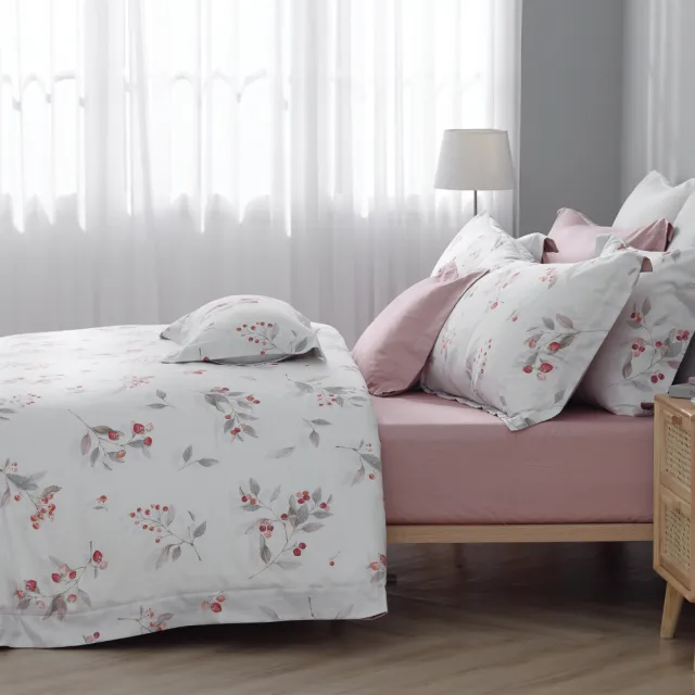 【IN-HOUSE】400織紗棉天絲兩用被床包組-銀白莓園(雙人)