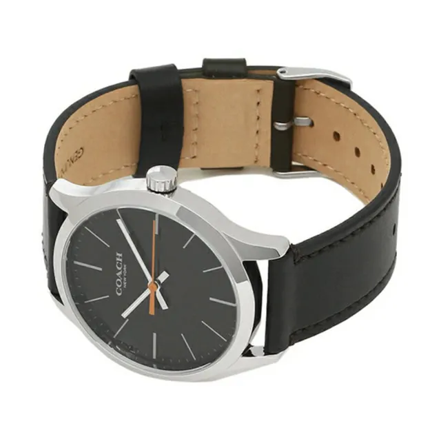 【COACH】型男最愛黑色皮革錶帶時尚腕錶(W1584 BLK)