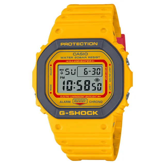 【CASIO 卡西歐】G-SHOCK 復刻1994彩色運動電子錶 畢業禮物(DW-5610Y-9)