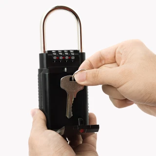 【鎖中鎖】合金掛式密碼鑰匙盒(4位碼 防盜 密碼鎖 保管箱 保險箱 鎖掛盒 鑰匙收納盒)