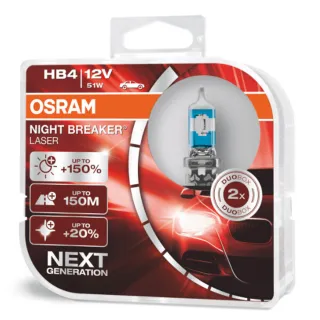 【Osram 歐司朗】耐激光 HB4 加亮150%汽車燈泡(公司貨)