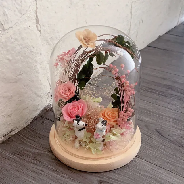 【OSTARA FLORIST 奧斯塔拉花藝】幸福恆久玫瑰花拱門結婚紀念永生花禮/附提袋卡片(永生花、花禮、婚禮)