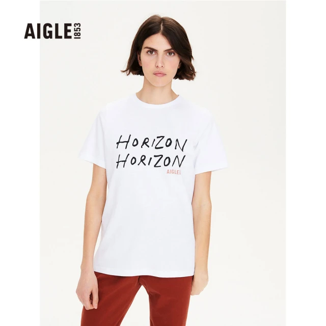 【AIGLE】女 有機棉短袖T恤(AG-FAD00A130 白色)