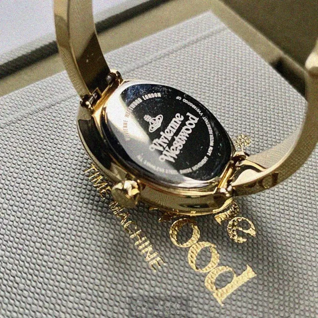 【Vivienne Westwood】薇薇安女錶型號VW00008(白金色錶面銀錶殼金色精鋼錶帶款)
