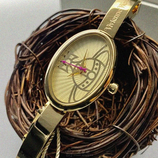 【Vivienne Westwood】薇薇安女錶型號VW00008(白金色錶面銀錶殼金色精鋼錶帶款)