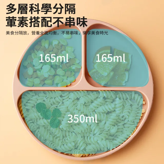 【Nil】兒童一體式吸盤餐具套裝 食品級寶寶矽膠分隔餐盤 防滑防摔嬰兒輔食碗 盤/叉/勺/圍兜