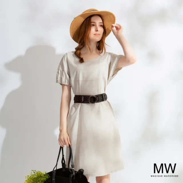 【MAGIQUE WARDROBE】落肩澎袖造型洋裝(2色)