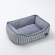 【Dogfeet】無印風涼感寵物方形床 L《條紋藍｜時尚灰》(冷感寵物床 寵物涼感床 寵物涼床 涼感床)