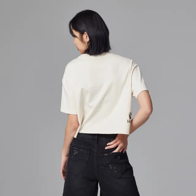 【Lee 官方旗艦】女裝 短袖T恤 / 棋盤格DENIM 經典白 Boyfriend版型(LL230012701)